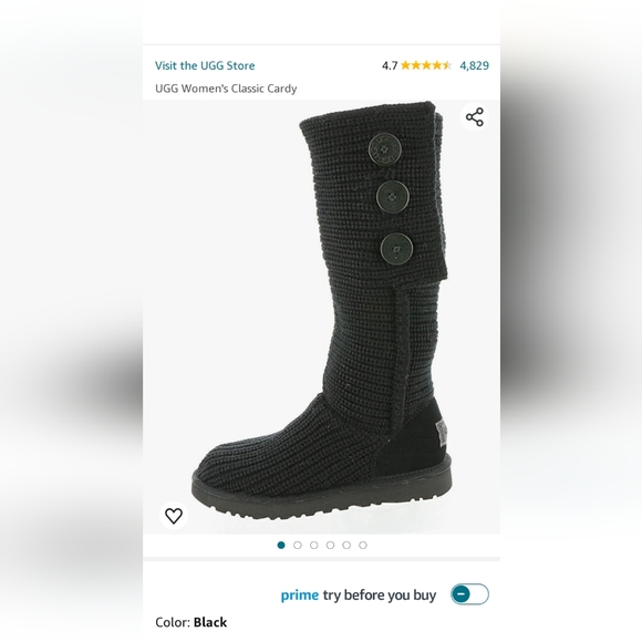 Black UGG Knit Cardigan Boots - Picture 1 of 5